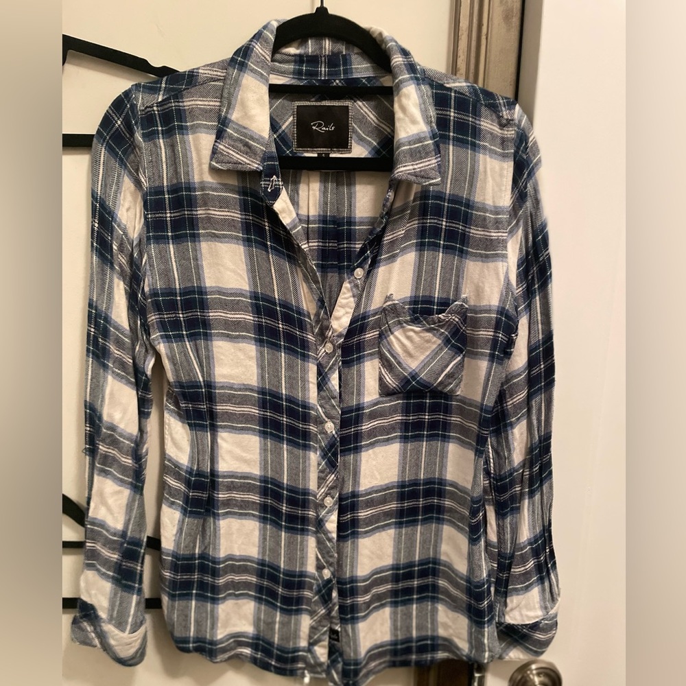Rails Hunter Shirt - white green blue